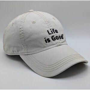 Life Is Good Tan Hat Dad Cap Adjustable Strap Back Beige Hiking Classic Clean Up